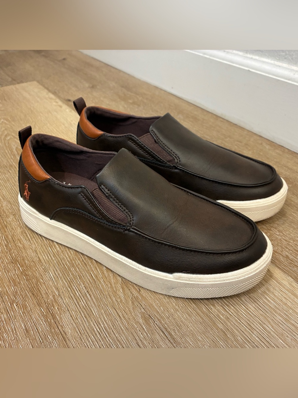 Polo Ralph Lauren Kids' "Filip" Slip-On Sneakers In Chocolate Brown US 5.5 EU 38